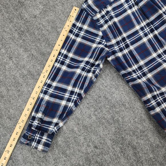 JACHS Shirt Mens Tall Large Blue Plaid Flannel Long Sleeve Hiking Button Up - Picture 8 of 16